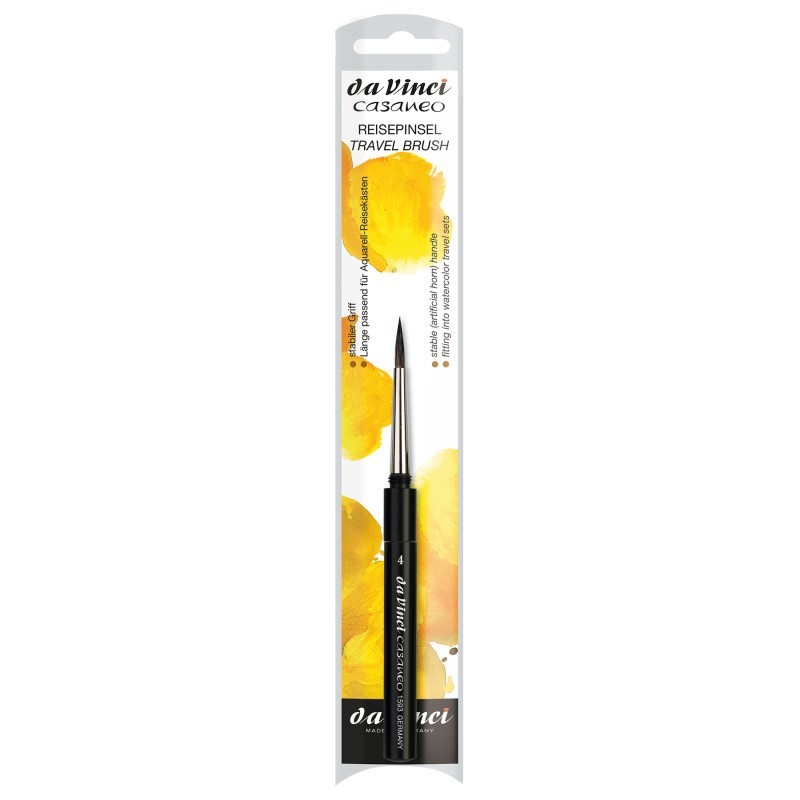 da Vinci CASANEO Travel Pocket Brush, Extra Soft Synthetic, Watercolor, Round, Series 1593TP, Size 4
