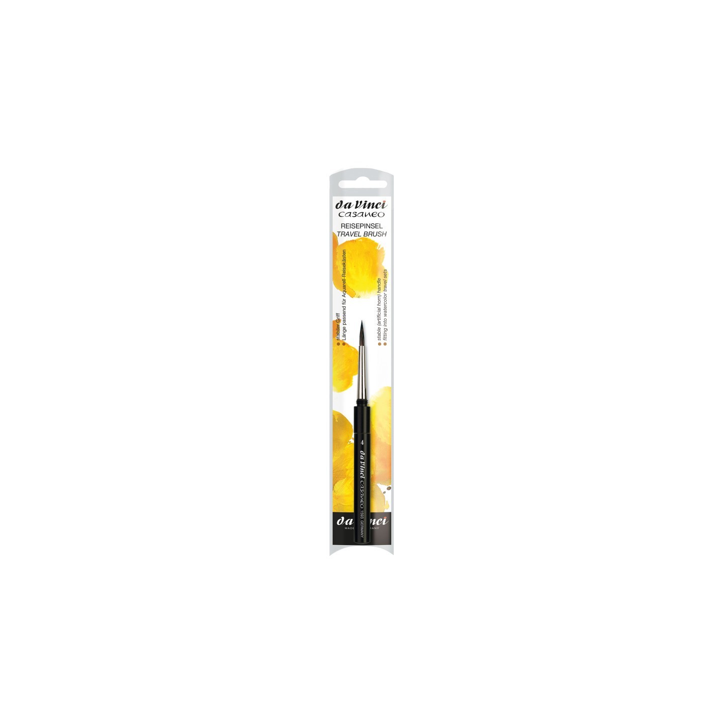 da Vinci CASANEO Travel Pocket Brush, Extra Soft Synthetic, Watercolor, Round, Series 1593TP, Size 4