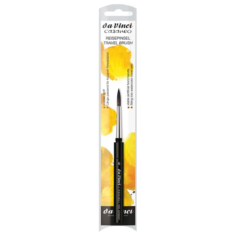 da Vinci CASANEO Travel Pocket Brush, Extra Soft Synthetic, Watercolor, Round, Series 1593TP, Size 6