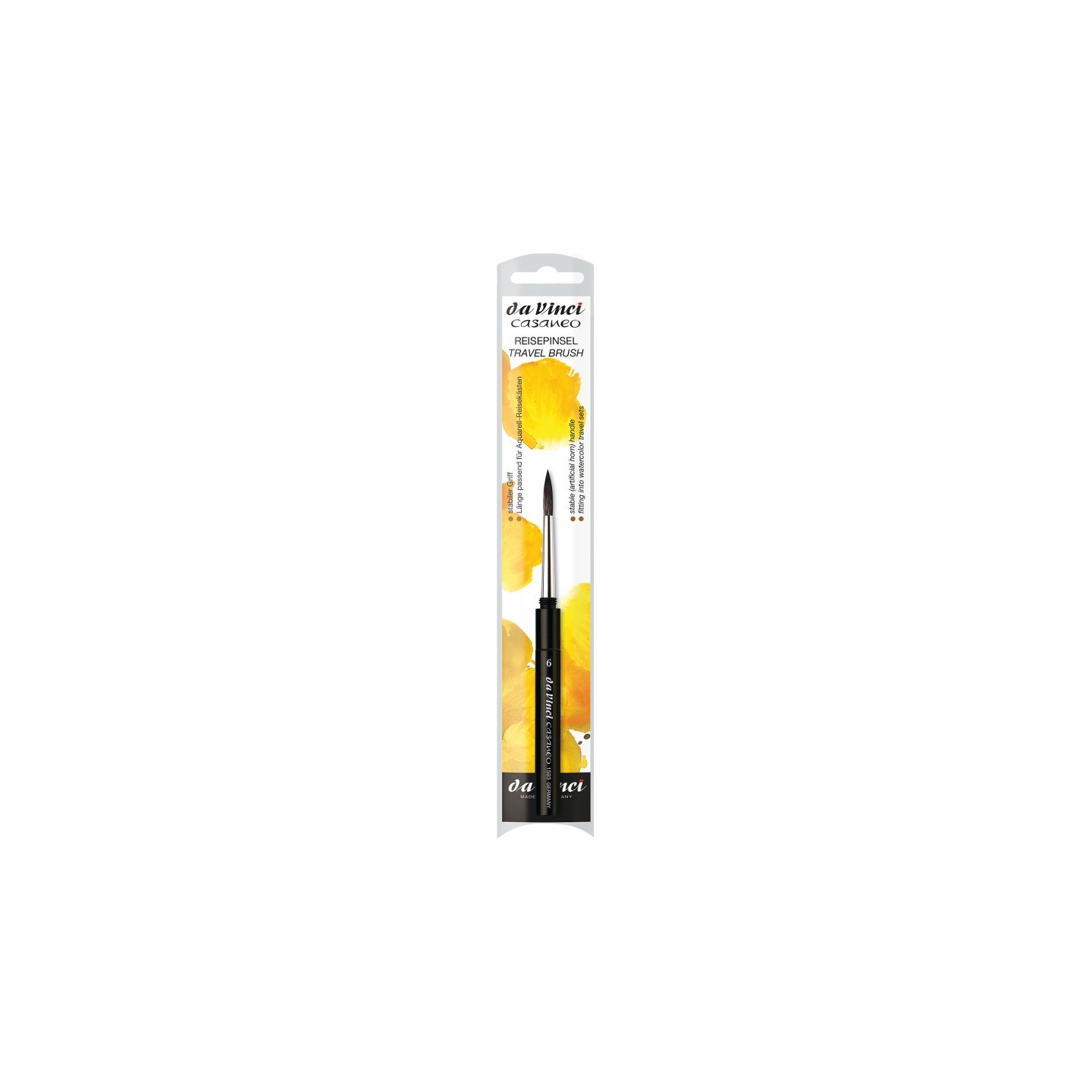 da Vinci CASANEO Travel Pocket Brush, Extra Soft Synthetic, Watercolor, Round, Series 1593TP, Size 6