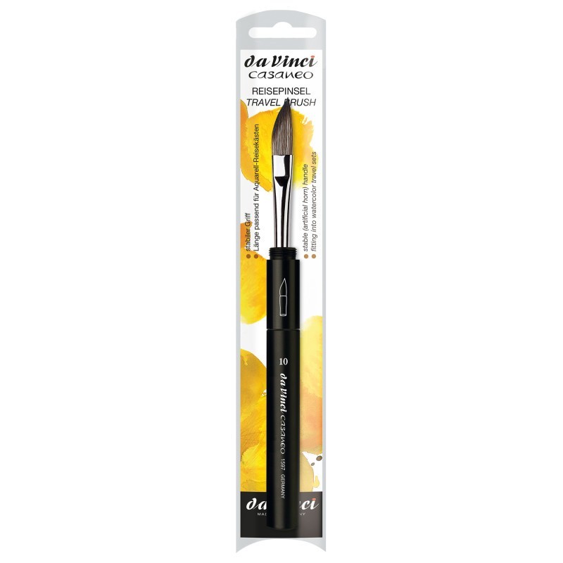 da Vinci CASANEO Travel Pocket Brush, Extra Soft Synthetic, Watercolor, Slanted Edge, Series 1597TP, Size 10