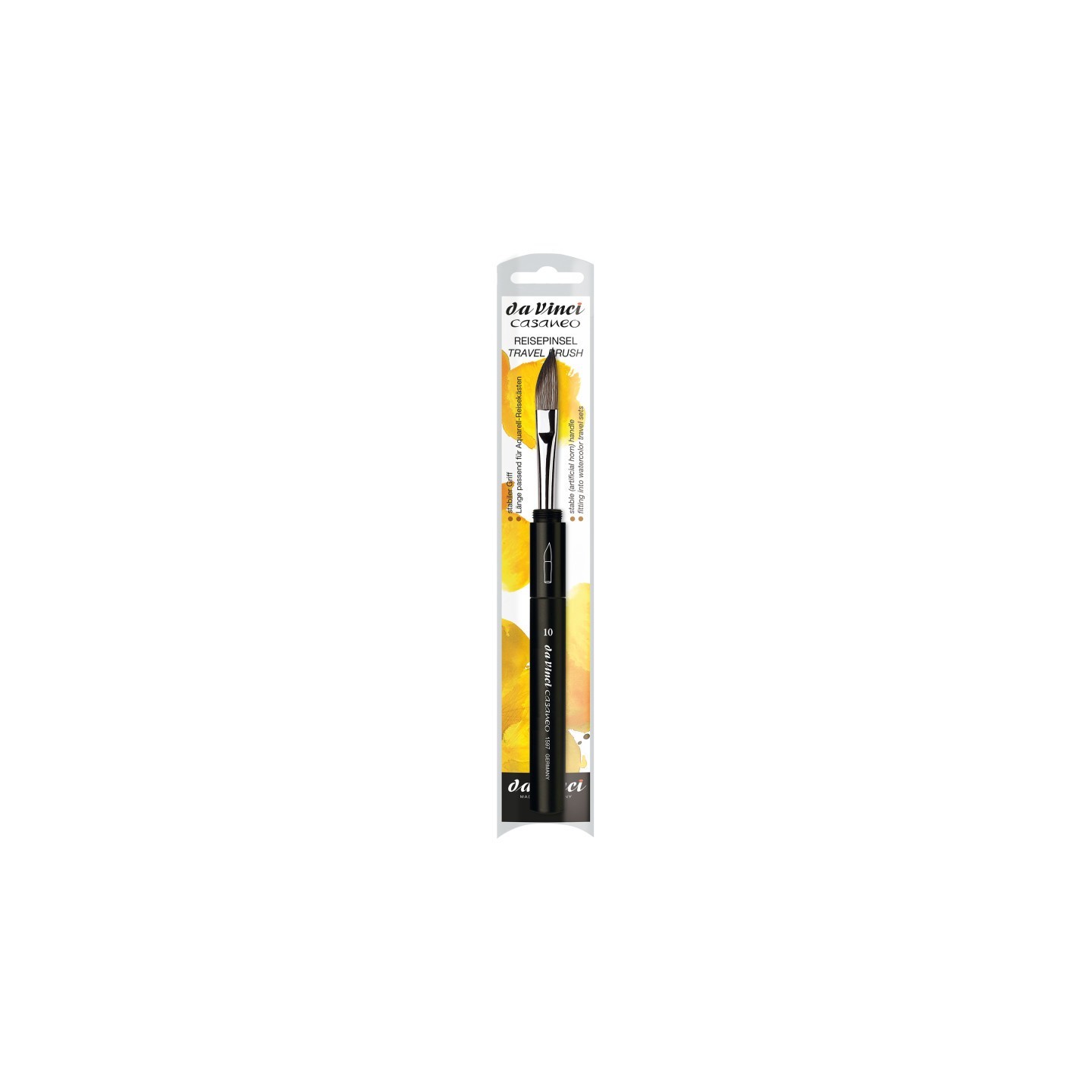 da Vinci CASANEO Travel Pocket Brush, Extra Soft Synthetic, Watercolor, Slanted Edge, Series 1597TP, Size 10