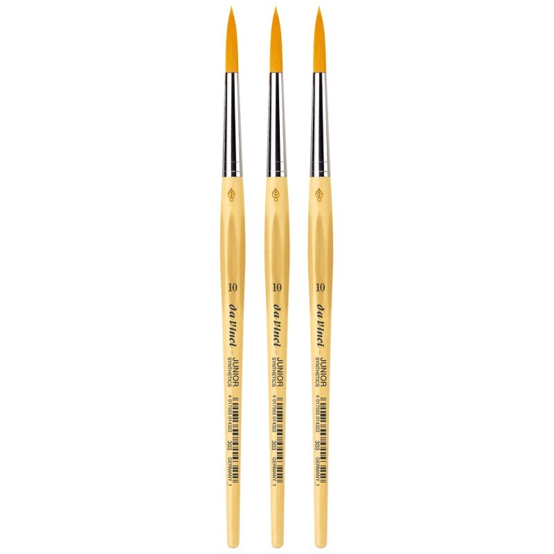 da Vinci JUNIOR Synthetics Student Brush, Synthetic, Tempera, Round, Series 303, Size 10, Pack of 3