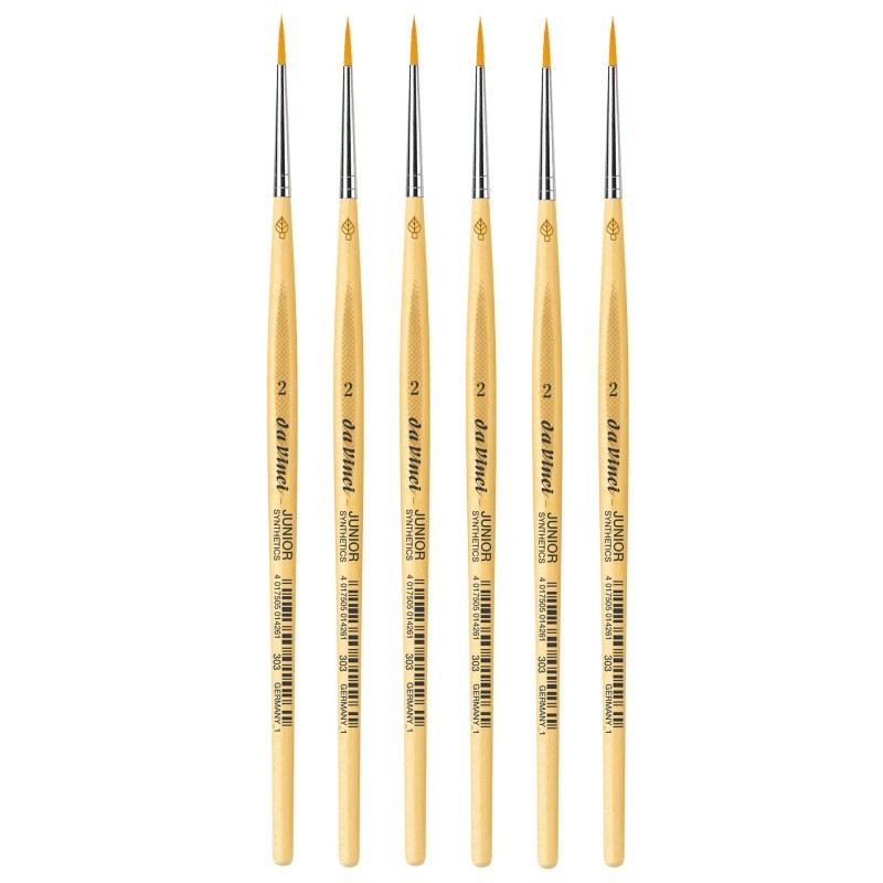 da Vinci JUNIOR Synthetics Student Brush, Synthetic, Tempera, Round, Series 303, Size 2, Pack of 6