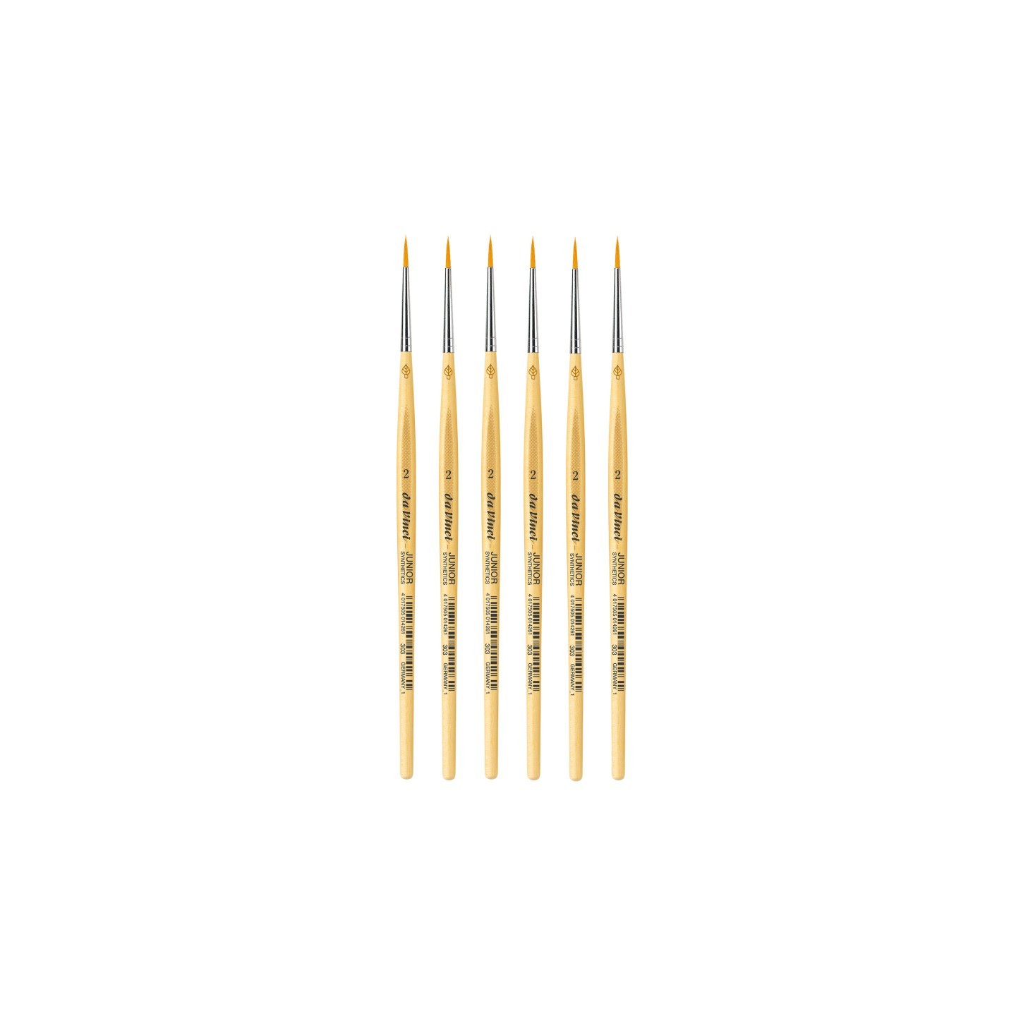 da Vinci JUNIOR Synthetics Student Brush, Synthetic, Tempera, Round, Series 303, Size 2, Pack of 6