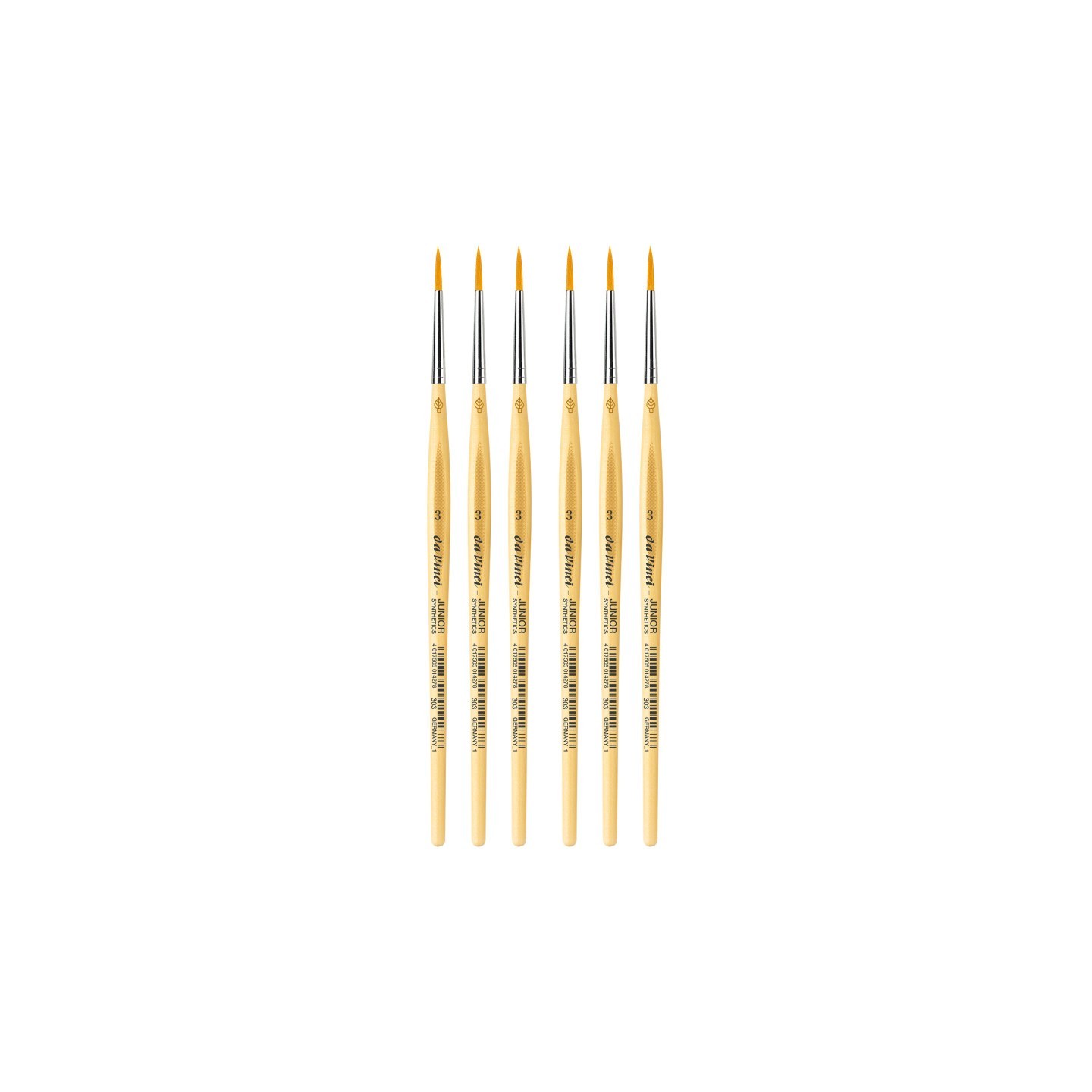 da Vinci JUNIOR Synthetics Student Brush, Synthetic, Tempera, Round, Series 303, Size 3, Pack of 6