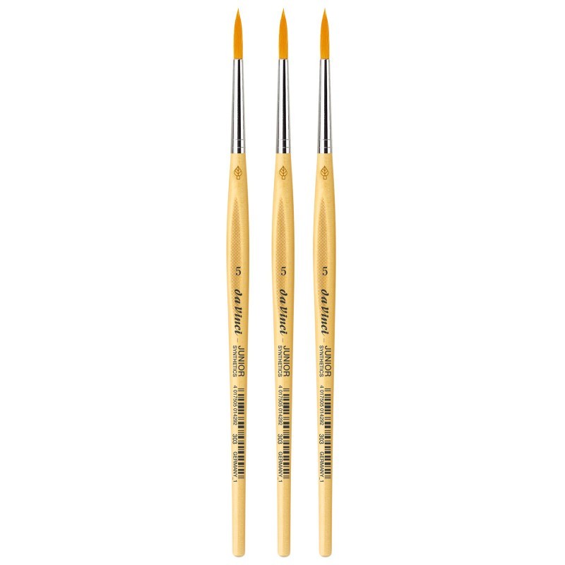 da Vinci JUNIOR Synthetics Student Brush, Synthetic, Tempera, Round, Series 303, Size 5, Pack of 3