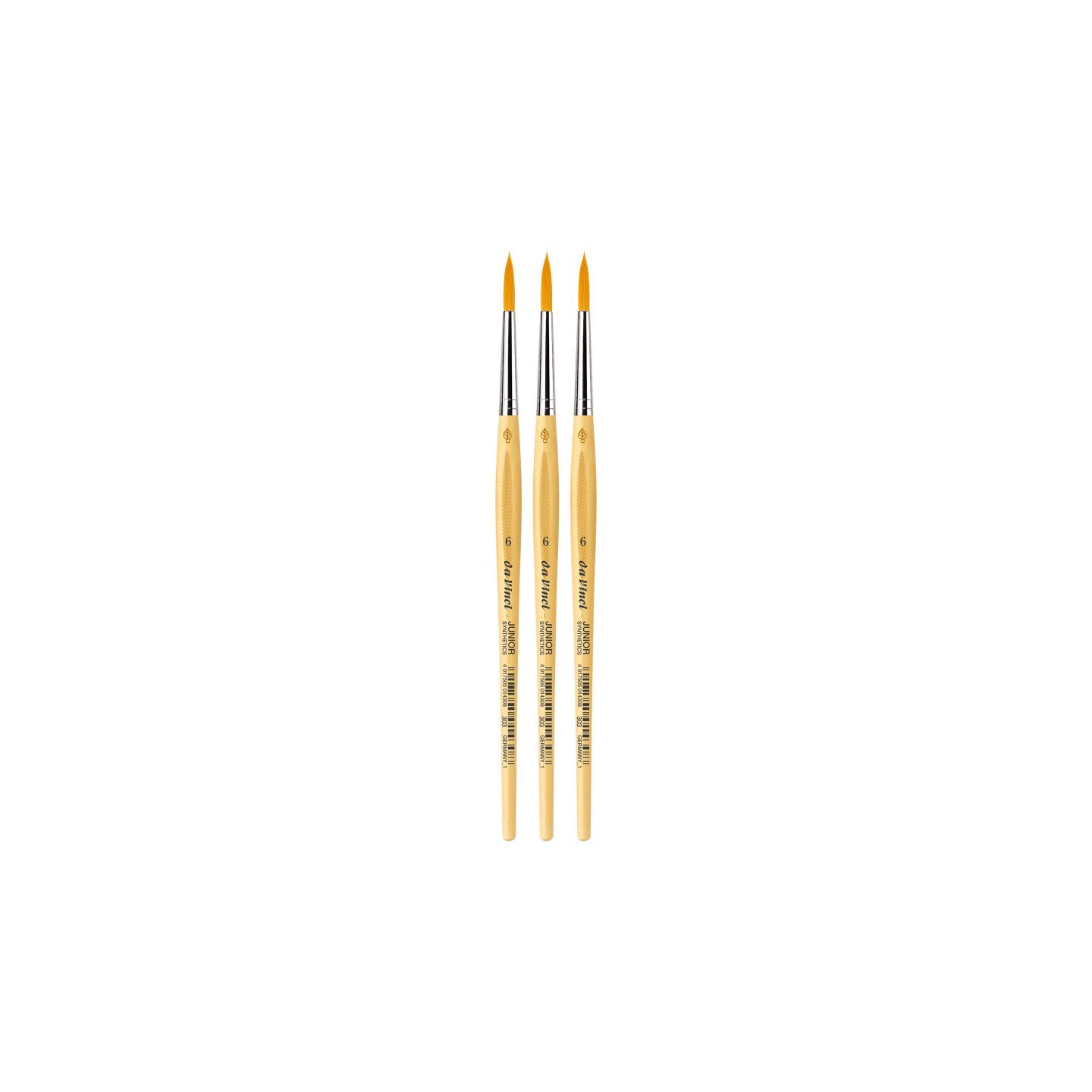 da Vinci JUNIOR Synthetics Student Brush, Synthetic, Tempera, Round, Series 303, Size 6, Pack of 3