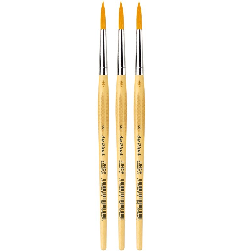 da Vinci JUNIOR Synthetics Student Brush, Synthetic, Tempera, Round, Series 303, Size 8, Pack of 3