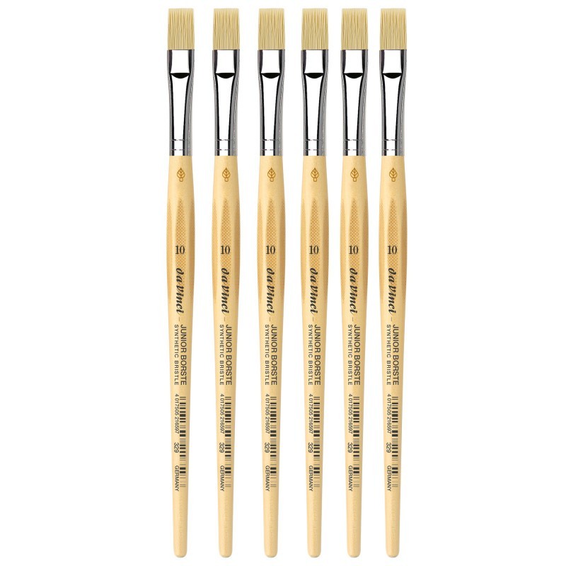 da Vinci JUNIOR BORSTE Synthetic Student Brush, Synthetic, Tempera, Flat, Series 329, Size 10, Pack of 6