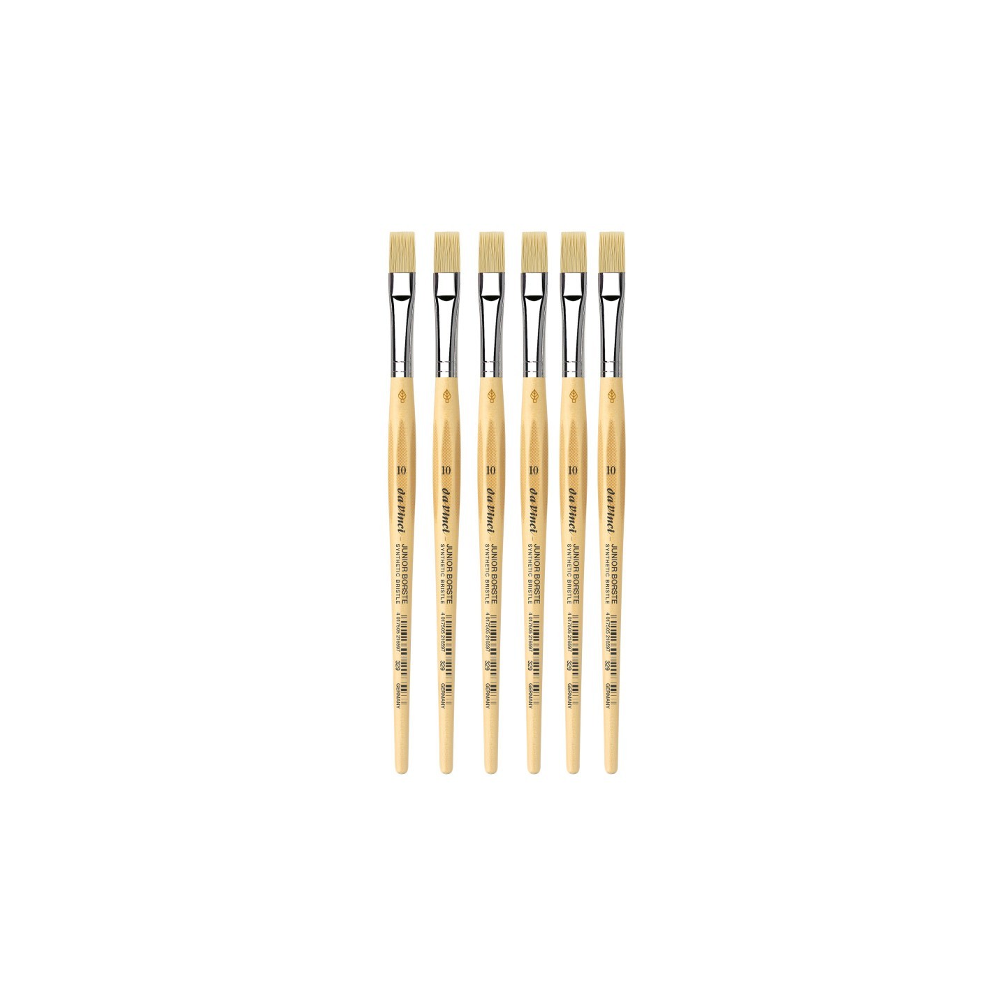 da Vinci JUNIOR BORSTE Synthetic Student Brush, Synthetic, Tempera, Flat, Series 329, Size 10, Pack of 6