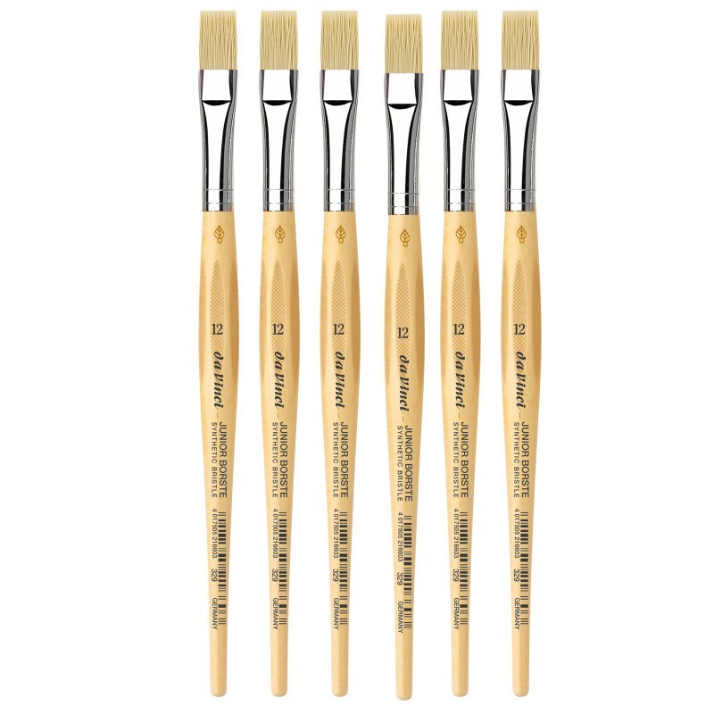 da Vinci JUNIOR BORSTE Synthetic Student Brush, Synthetic, Tempera, Flat, Series 329, Size 12, Pack of 6