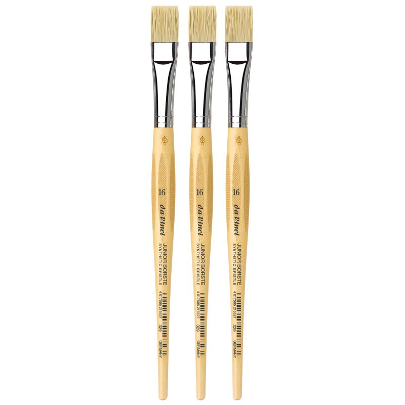 da Vinci JUNIOR BORSTE Synthetic Student Brush, Synthetic, Tempera, Flat, Series 329, Size 16, Pack of 3