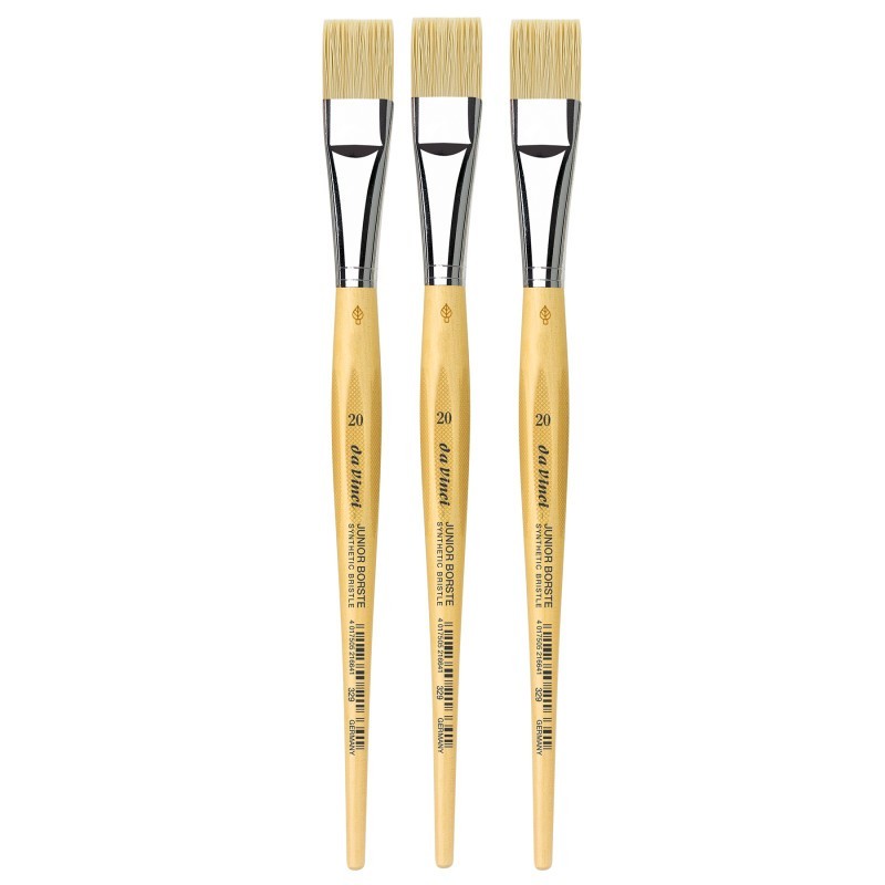 da Vinci JUNIOR BORSTE Synthetic Student Brush, Synthetic, Tempera, Flat, Series 329, Size 20, Pack of 3