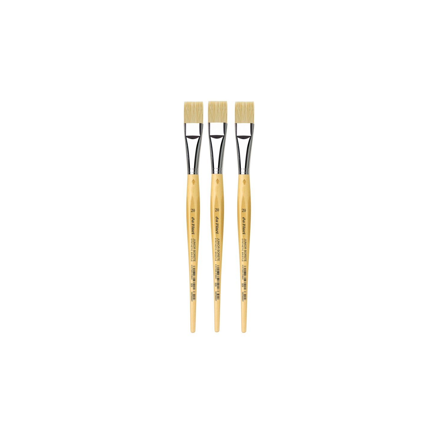 da Vinci JUNIOR BORSTE Synthetic Student Brush, Synthetic, Tempera, Flat, Series 329, Size 20, Pack of 3