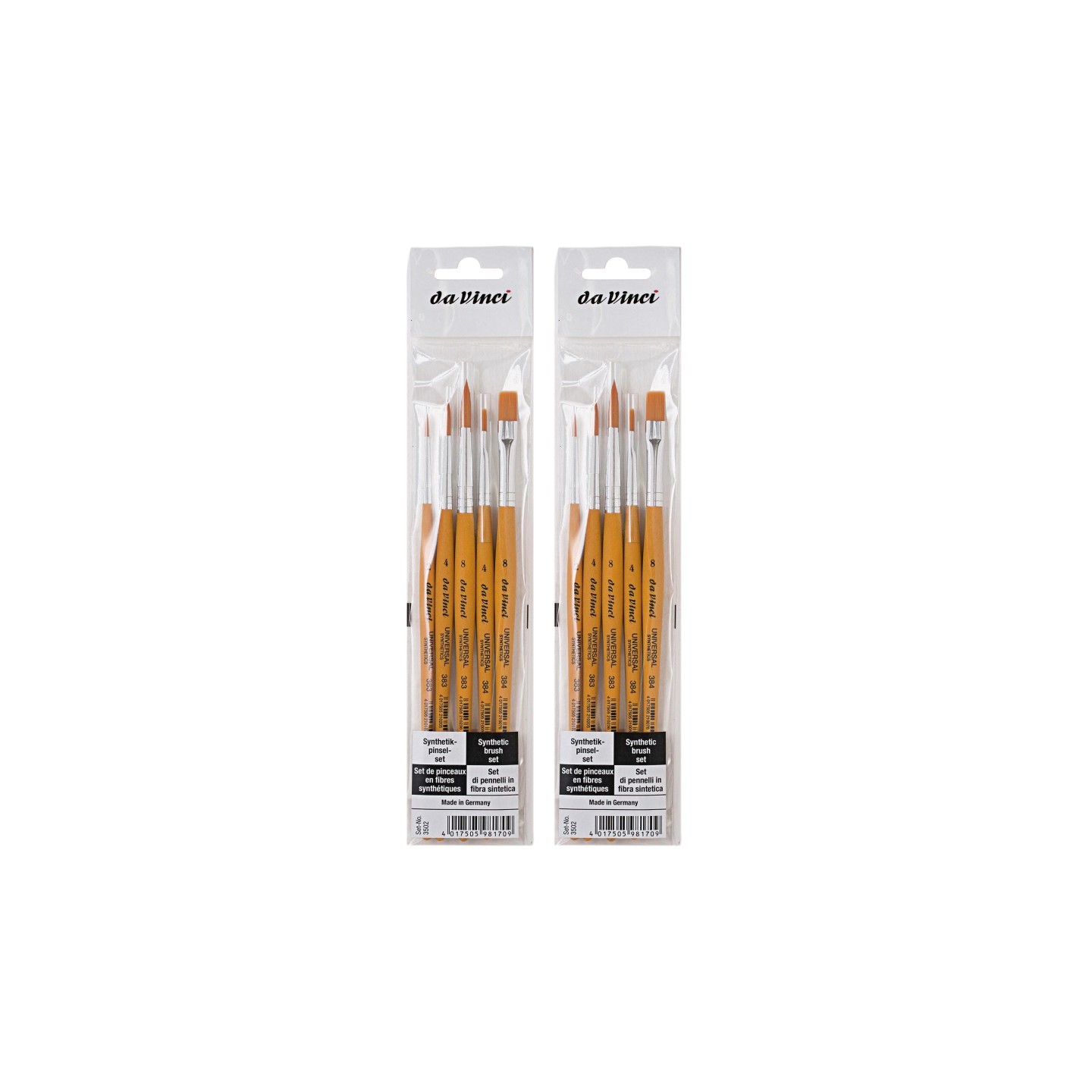 da Vinci UNIVERSAL School Brushes, Synthetic, All Paint Types, Assorted, 5 Per Set, 2 Sets