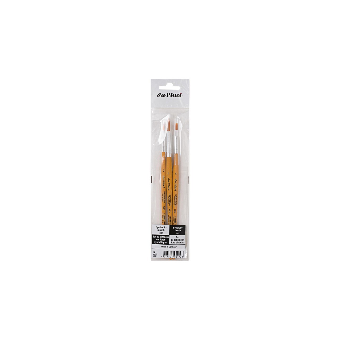 da Vinci UNIVERSAL School Brushes, Synthetic, All Paint Types, Assorted, 3 Brush Set