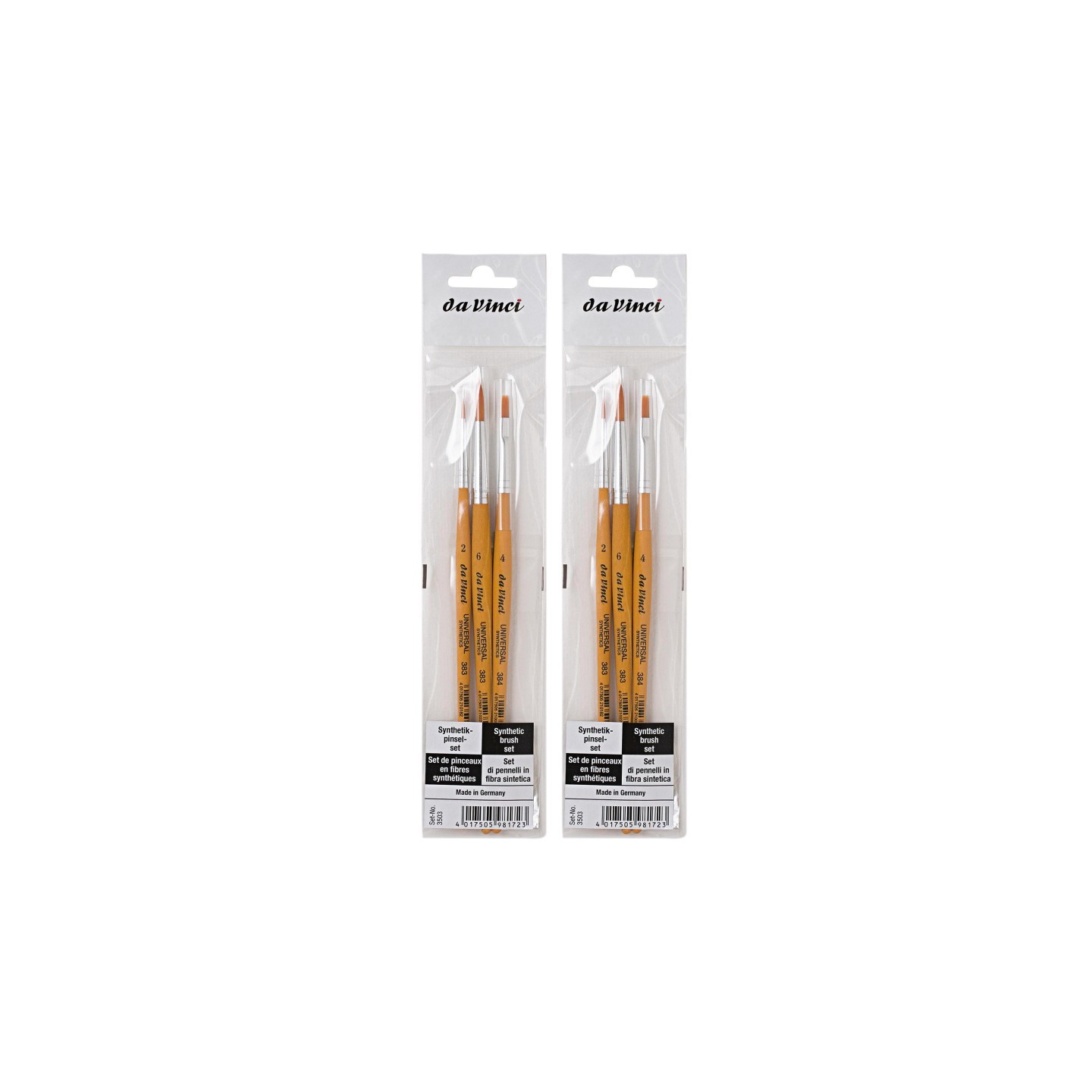 da Vinci UNIVERSAL School Brushes, Synthetic, All Paint Types, Assorted, 3 Per Set, 2 Sets