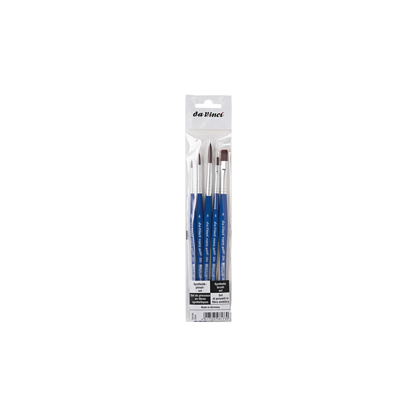 da Vinci FORTE Basic Student Brush, Synthetic, Acrylic, Assorted, 5 Brush Set