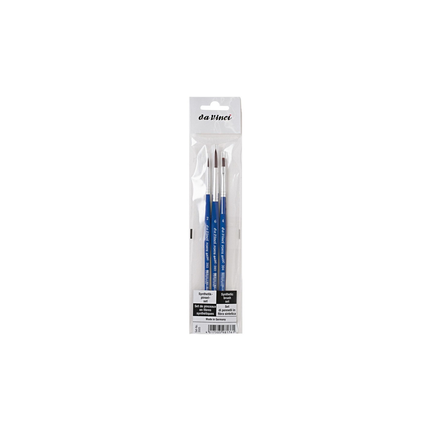 da Vinci FORTE Basic Student Brush, Synthetic, Acrylic, Assorted, 3 Brush Set