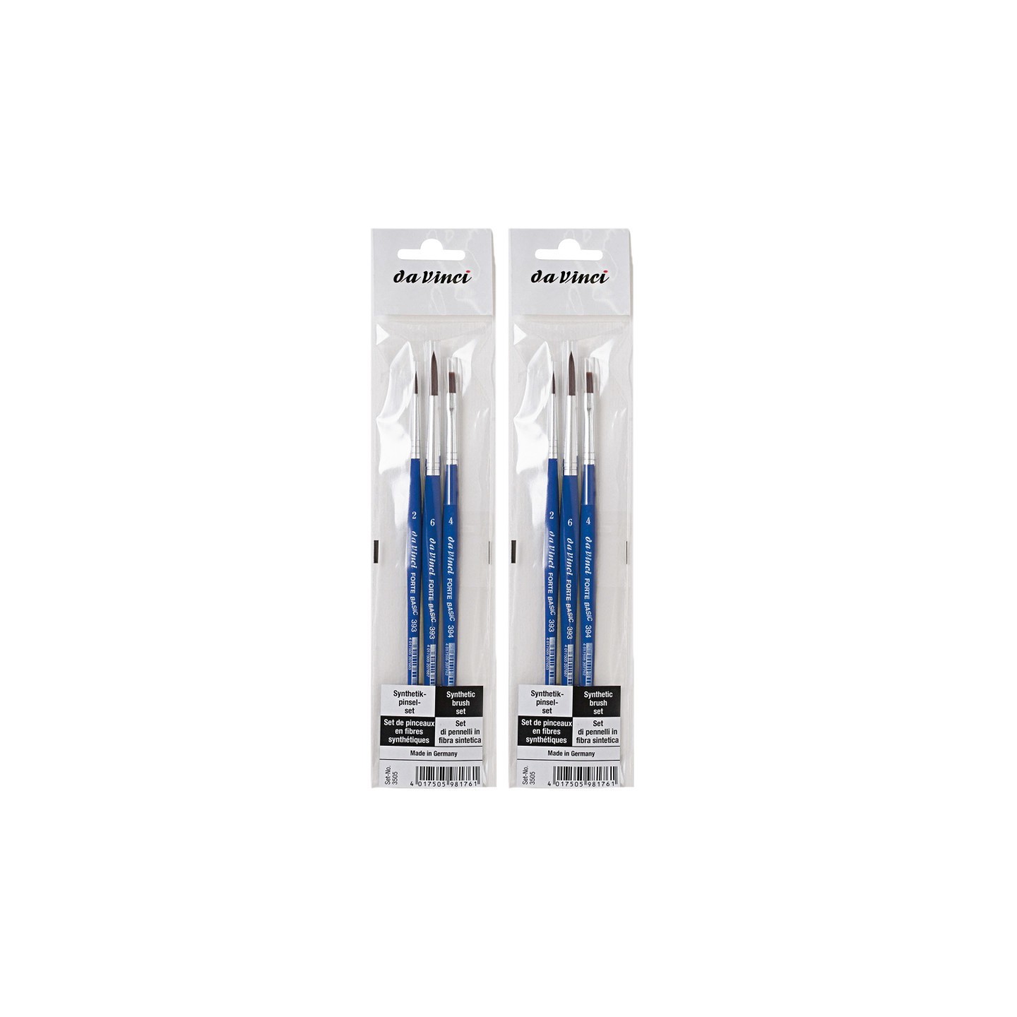 da Vinci FORTE Basic Student Brush, Synthetic, Acrylic, Assorted, 3 Per Set, 2 Sets