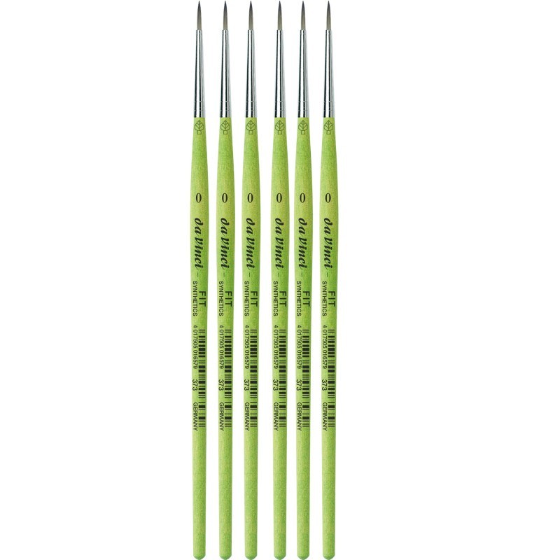 da Vinci FIT Synthetics Student Brush, Synthetic, Acrylic & Tempera, Round, Series 373, Size 0, Pack of 6