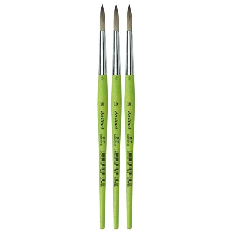 da Vinci FIT Synthetics Student Brush, Synthetic, Acrylic & Tempera, Round, Series 373, Size 10, Pack of 3