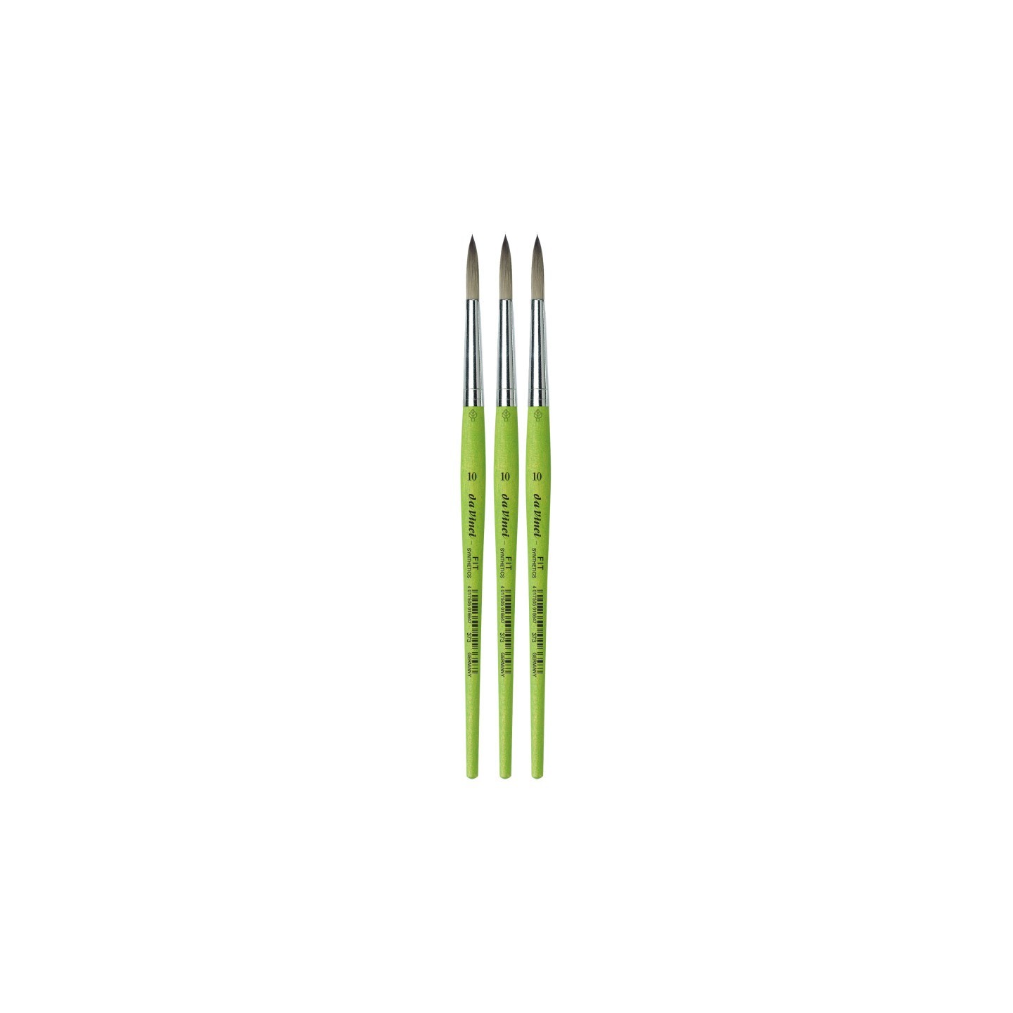 da Vinci FIT Synthetics Student Brush, Synthetic, Acrylic & Tempera, Round, Series 373, Size 10, Pack of 3