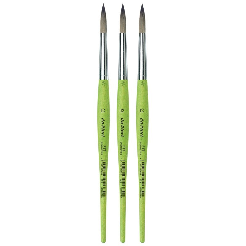 da Vinci FIT Synthetics Student Brush, Synthetic, Acrylic & Tempera, Round, Series 373, Size 12, Pack of 3