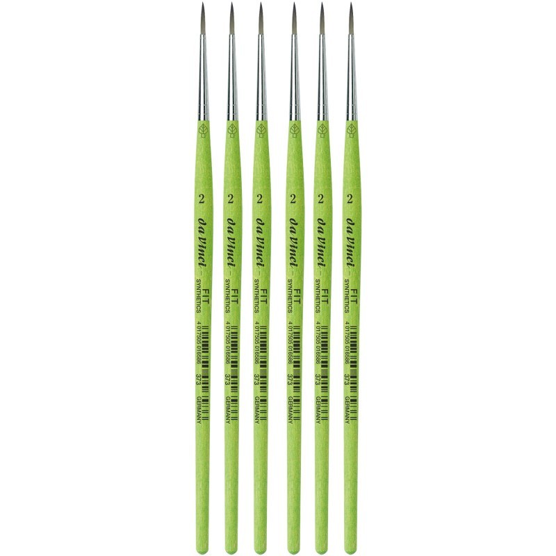 da Vinci FIT Synthetics Student Brush, Synthetic, Acrylic & Tempera, Round, Series 373, Size 2, Pack of 6