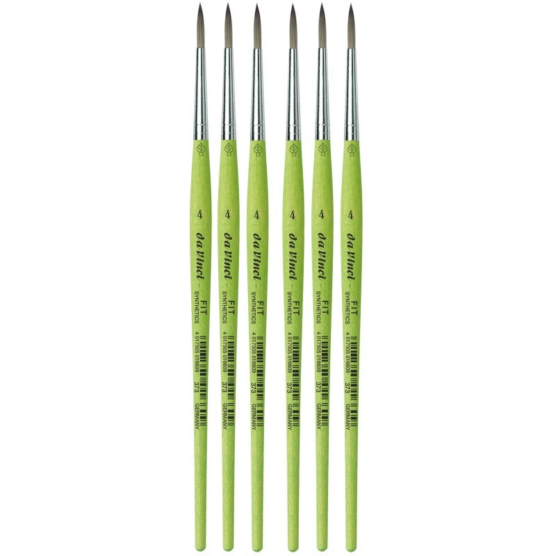 da Vinci FIT Synthetics Student Brush, Synthetic, Acrylic & Tempera, Round, Series 373, Size 4, Pack of 6