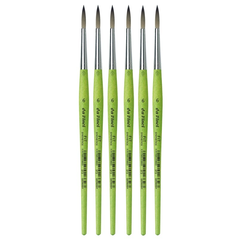da Vinci FIT Synthetics Student Brush, Synthetic, Acrylic & Tempera, Round, Series 373, Size 6, Pack of 6
