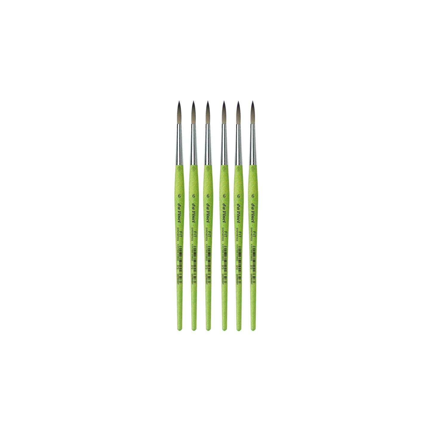 da Vinci FIT Synthetics Student Brush, Synthetic, Acrylic & Tempera, Round, Series 373, Size 6, Pack of 6