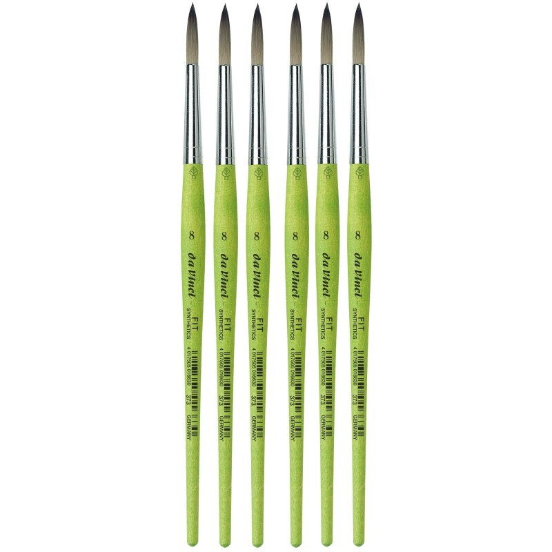 da Vinci FIT Synthetics Student Brush, Synthetic, Acrylic & Tempera, Round, Series 373, Size 8, Pack of 6