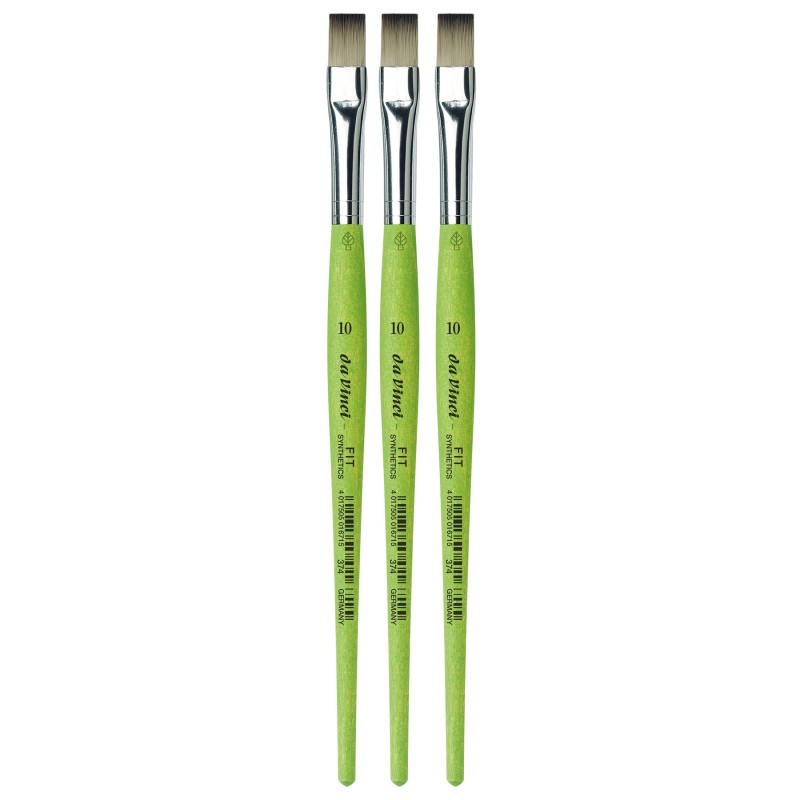 da Vinci FIT Synthetics Student Brush, Synthetic, Acrylic & Tempera, Flat, Series 374, Size 10, Pack of 3