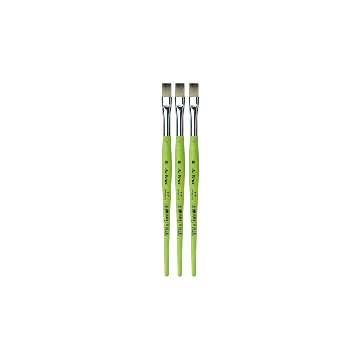 da Vinci FIT Synthetics Student Brush, Synthetic, Acrylic & Tempera, Flat, Series 374, Size 10, Pack of 3
