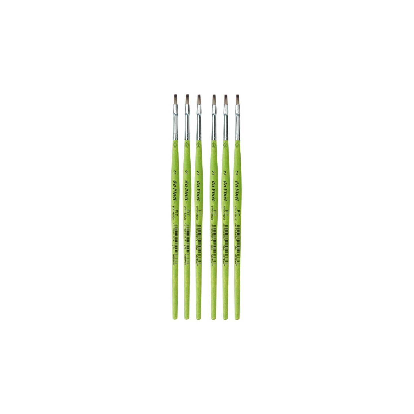 da Vinci FIT Synthetics Student Brush, Synthetic, Acrylic & Tempera, Flat, Series 374, Size 2, Pack of 6