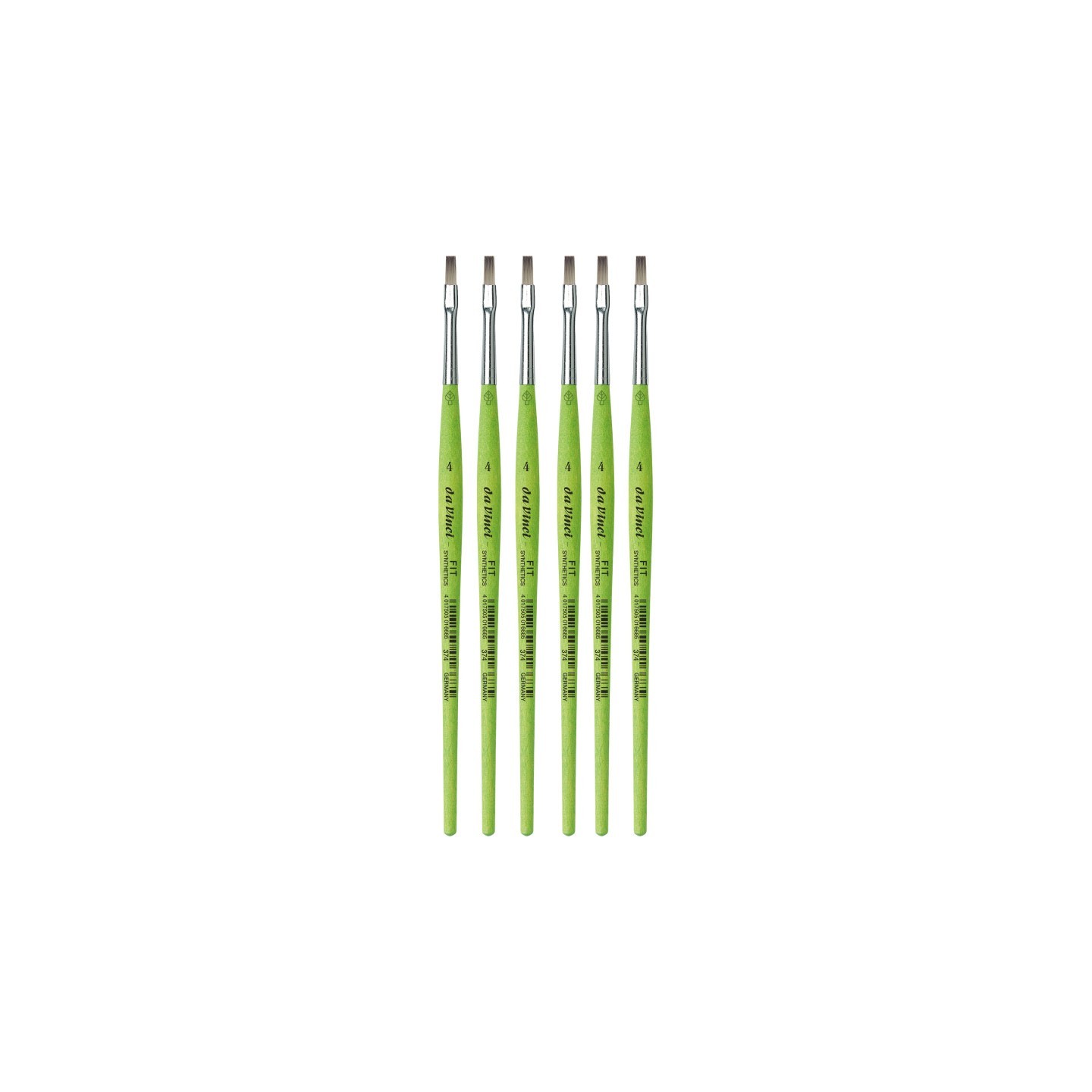 da Vinci FIT Synthetics Student Brush, Synthetic, Acrylic & Tempera, Flat, Series 374, Size 4, Pack of 6
