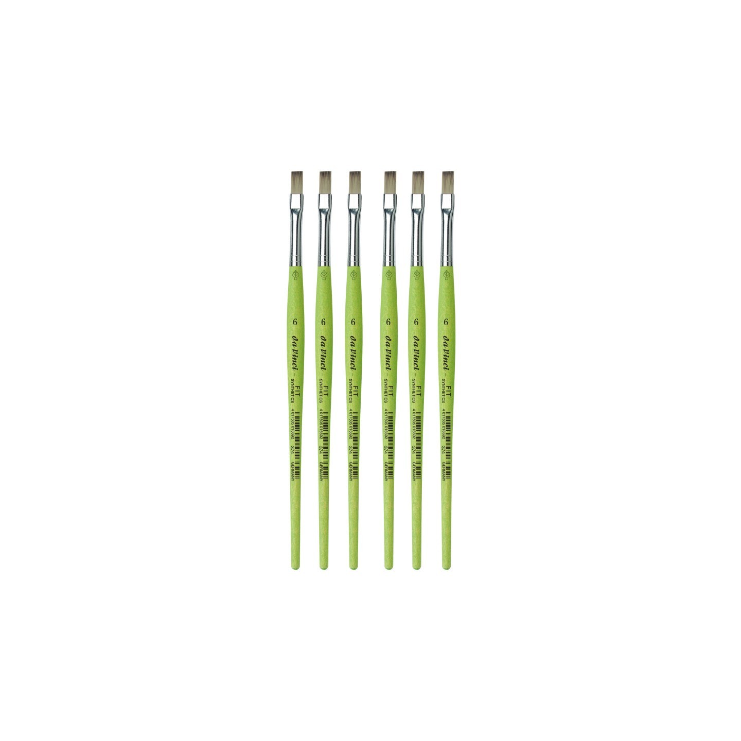da Vinci FIT Synthetics Student Brush, Synthetic, Acrylic & Tempera, Flat, Series 374, Size 6, Pack of 6