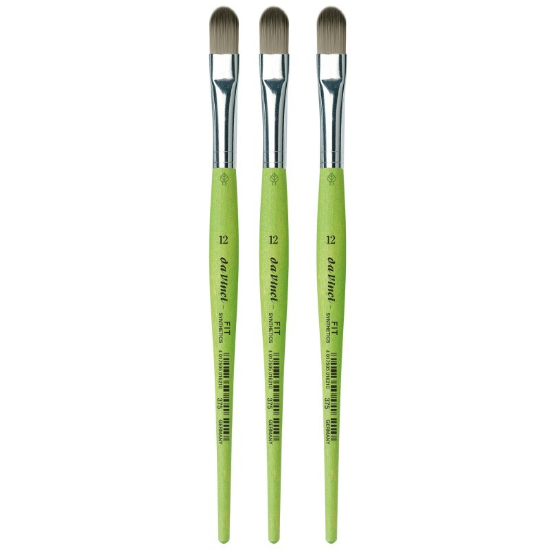 da Vinci FIT Synthetics Student Brush, Synthetic, Acrylic & Tempera, Filbert, Series 375, Size 12, Pack of 3