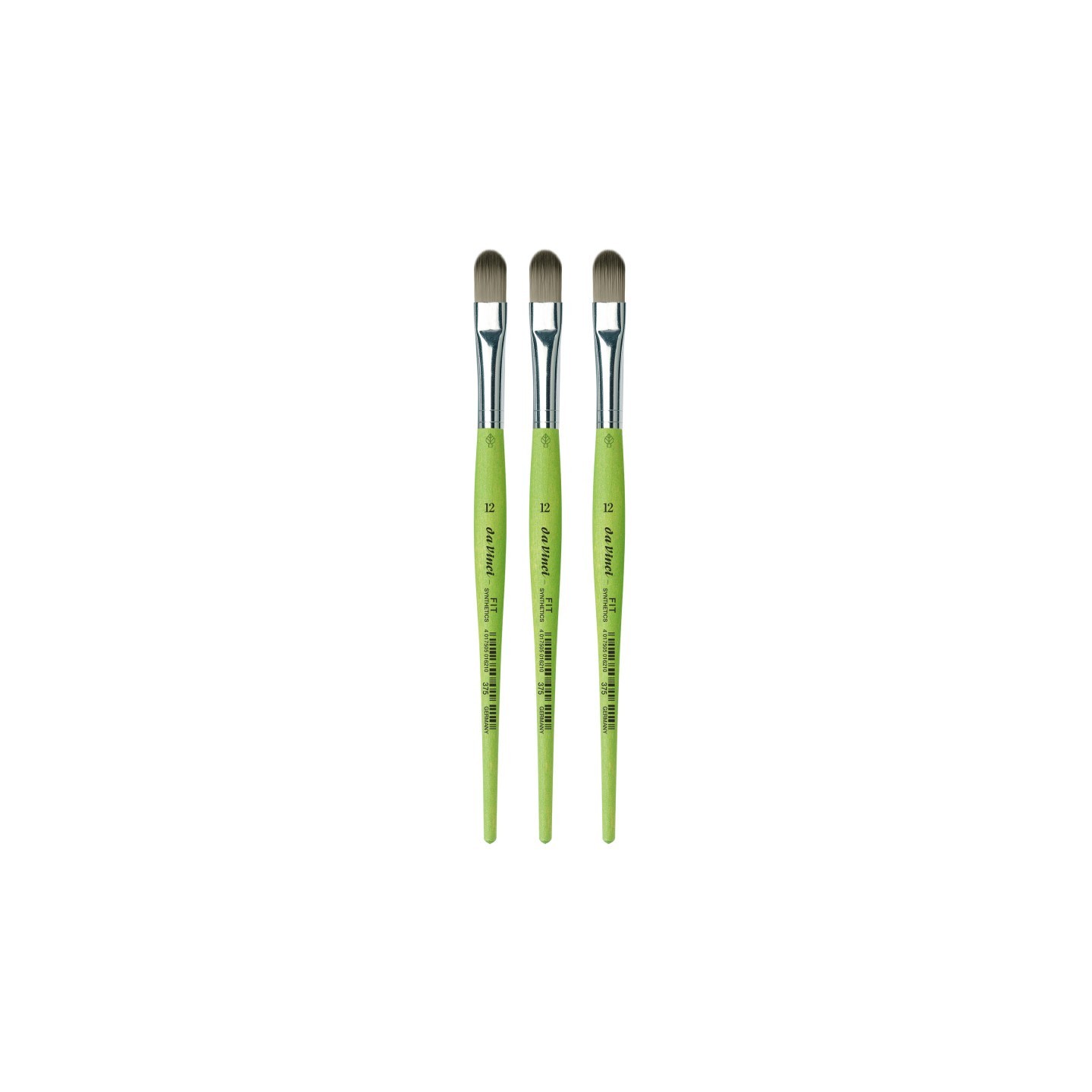 da Vinci FIT Synthetics Student Brush, Synthetic, Acrylic & Tempera, Filbert, Series 375, Size 12, Pack of 3