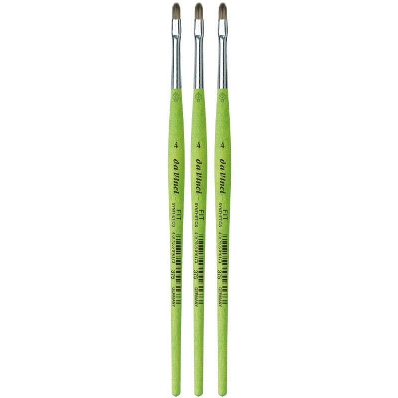 da Vinci FIT Synthetics Student Brush, Synthetic, Acrylic & Tempera, Filbert, Series 375, Size 4, Pack of 3