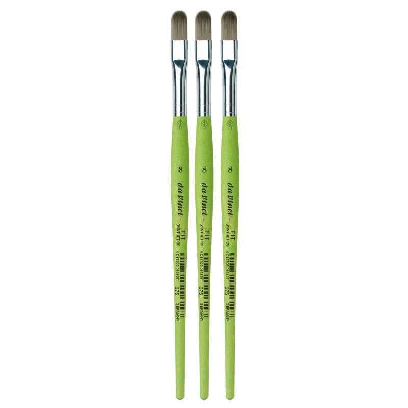 da Vinci FIT Synthetics Student Brush, Synthetic, Acrylic & Tempera, Filbert, Series 375, Size 8, Pack of 3