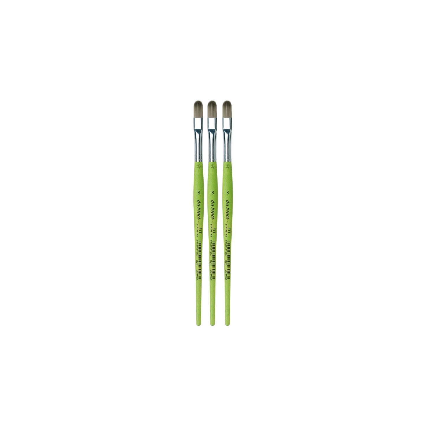 da Vinci FIT Synthetics Student Brush, Synthetic, Acrylic & Tempera, Filbert, Series 375, Size 8, Pack of 3