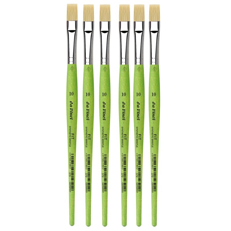 da Vinci FIT Synthetics Student Brush, Synthetic, Acrylic & Oil, Flat, Series 379, Size 10, Pack of 6
