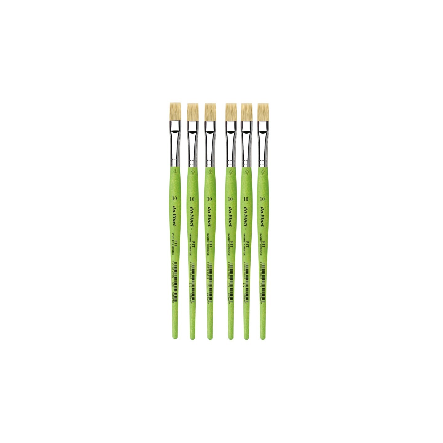 da Vinci FIT Synthetics Student Brush, Synthetic, Acrylic & Oil, Flat, Series 379, Size 10, Pack of 6