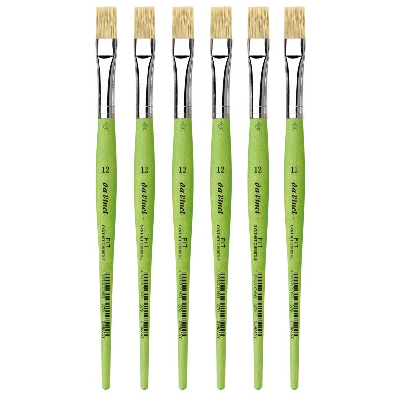 da Vinci FIT Synthetics Student Brush, Synthetic, Acrylic & Oil, Flat, Series 379, Size 12, Pack of 6