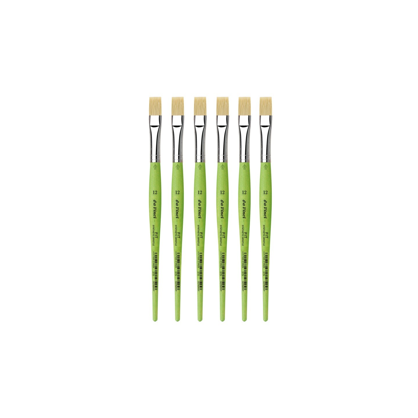 da Vinci FIT Synthetics Student Brush, Synthetic, Acrylic & Oil, Flat, Series 379, Size 12, Pack of 6