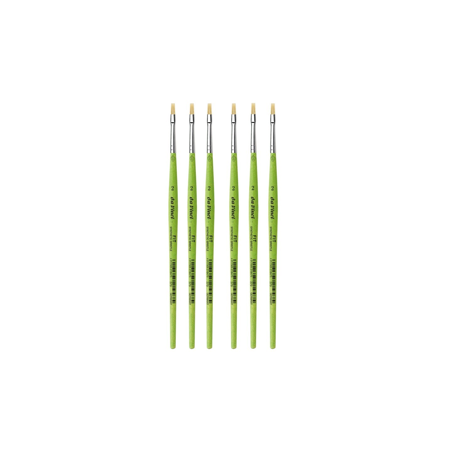 da Vinci FIT Synthetics Student Brush, Synthetic, Acrylic & Oil, Flat, Series 379, Size 2, Pack of 6