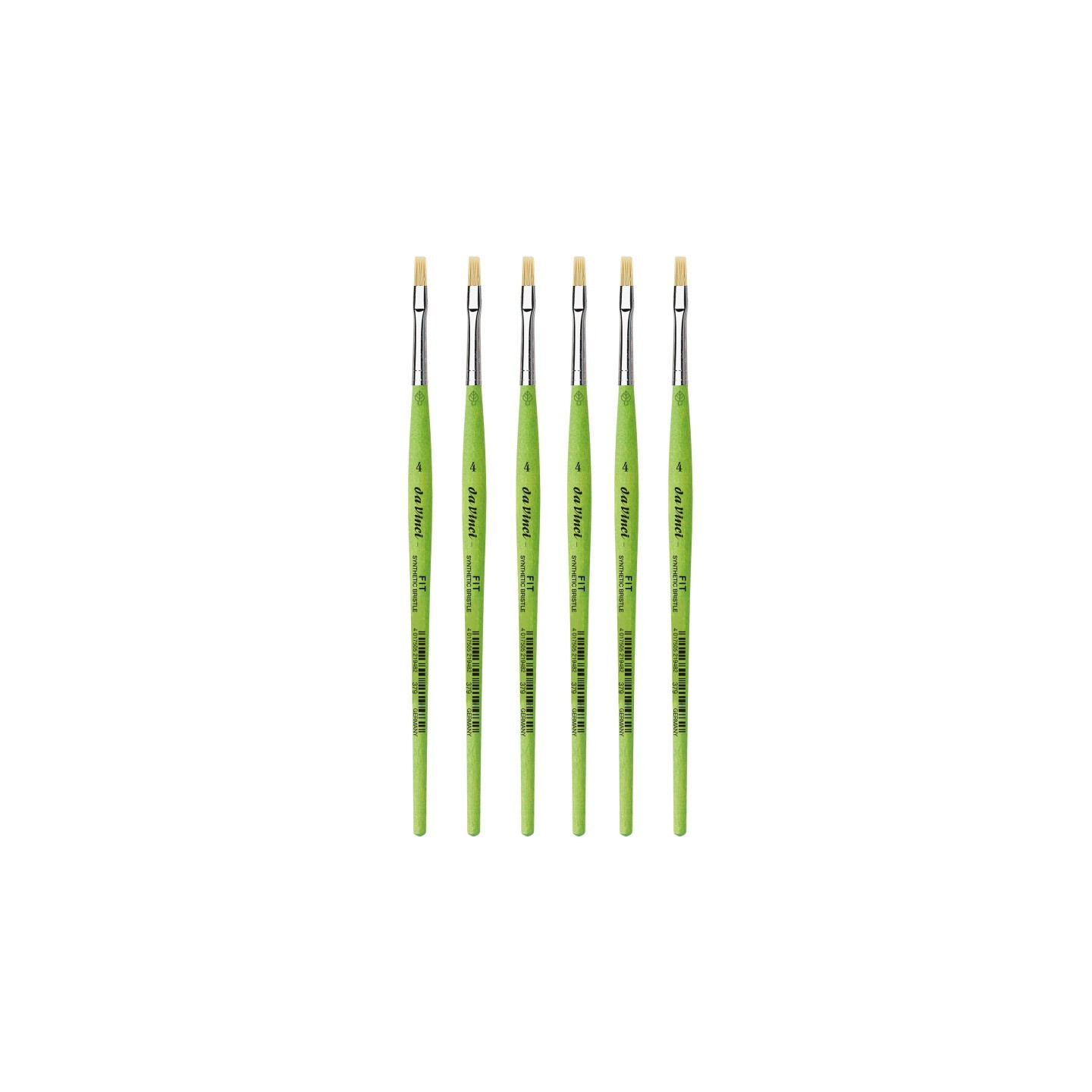 da Vinci FIT Synthetics Student Brush, Synthetic, Acrylic & Oil, Flat, Series 379, Size 4, Pack of 6